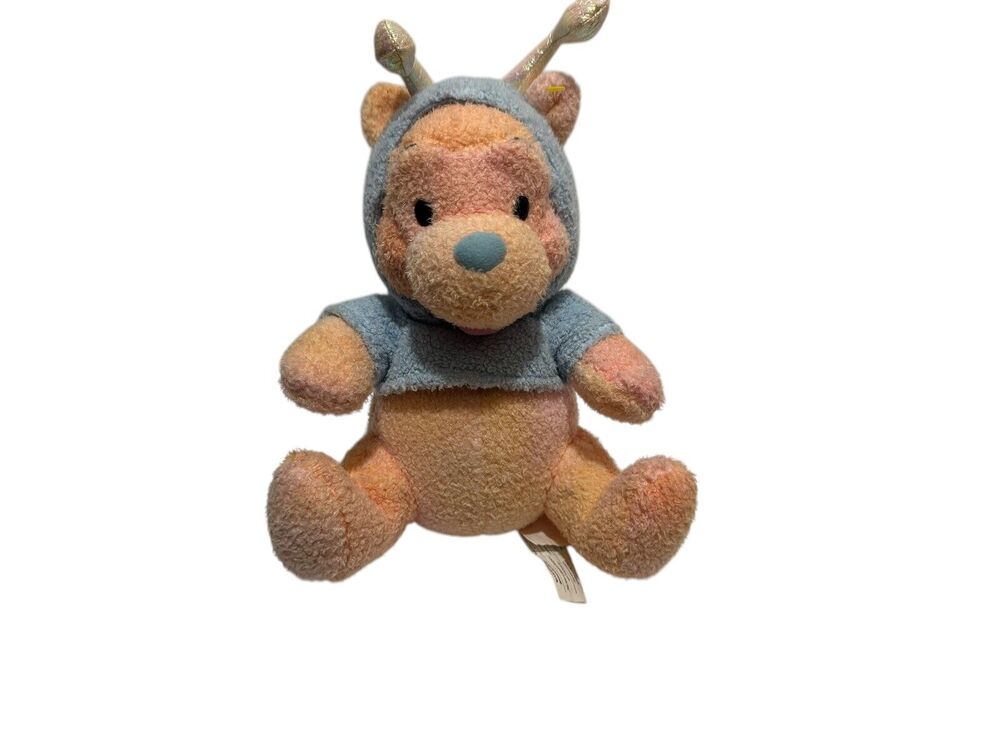 Disney Vintage Winnie The Pooh Pastel Butterfly 8" Beanie Stuffed Animal Plush
